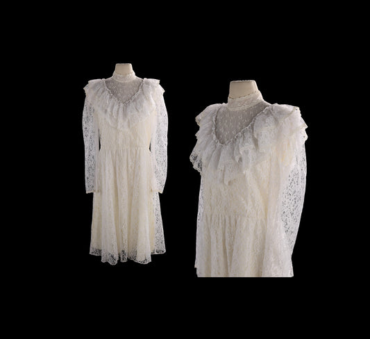 Vintage White Lace Prairie Dress