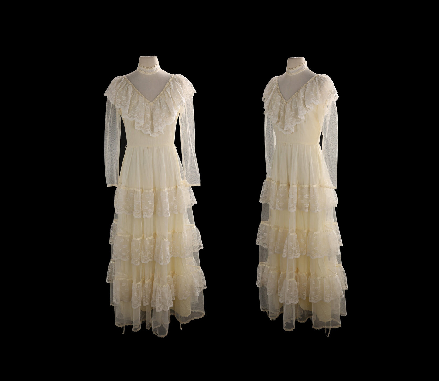 Vintage Prairie Dress Wedding Style with Layered Ruffle Lace Designs