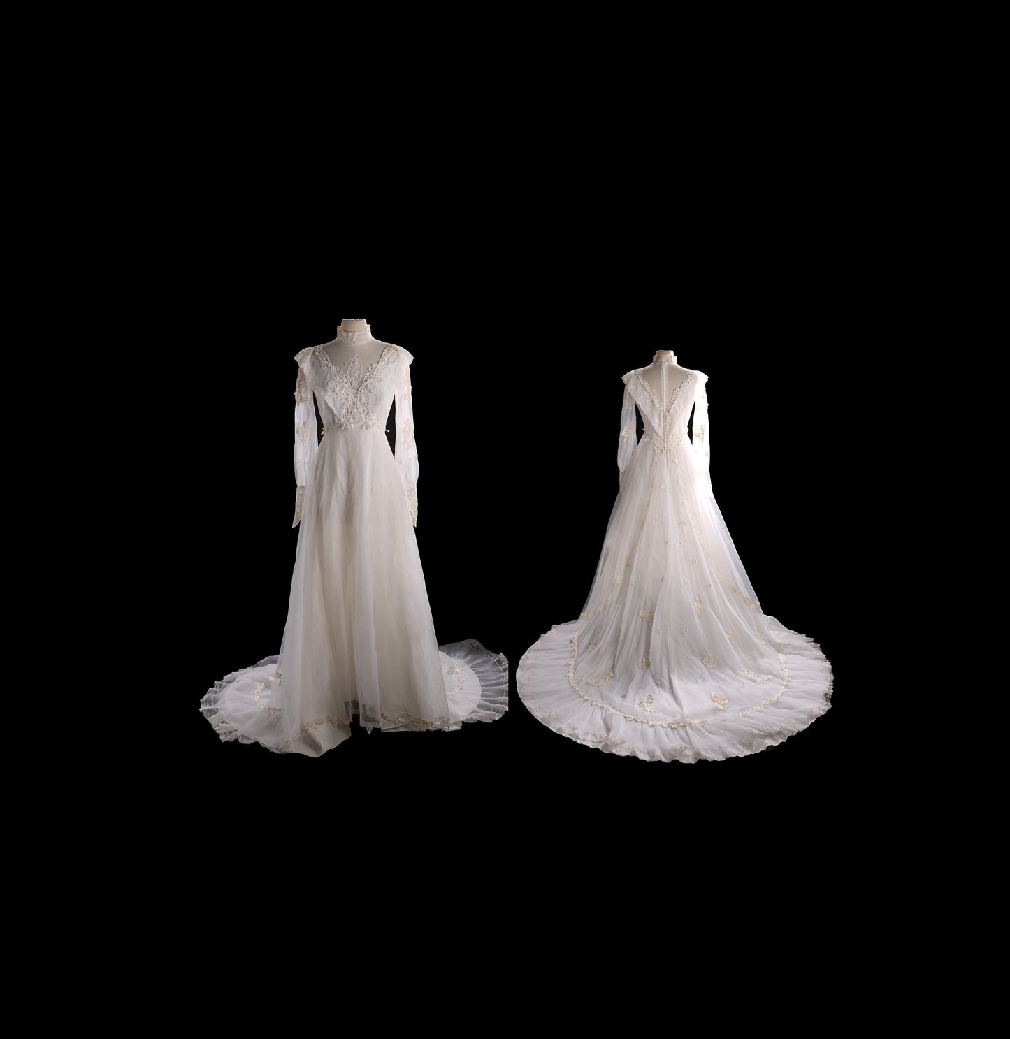 Vintage White Wedding Dress with Floor Length - Mande in USA by Union Made