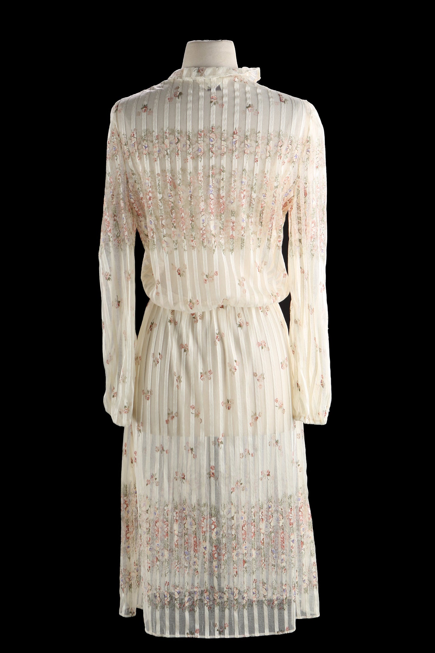 80s White Flora Print Summer Dress