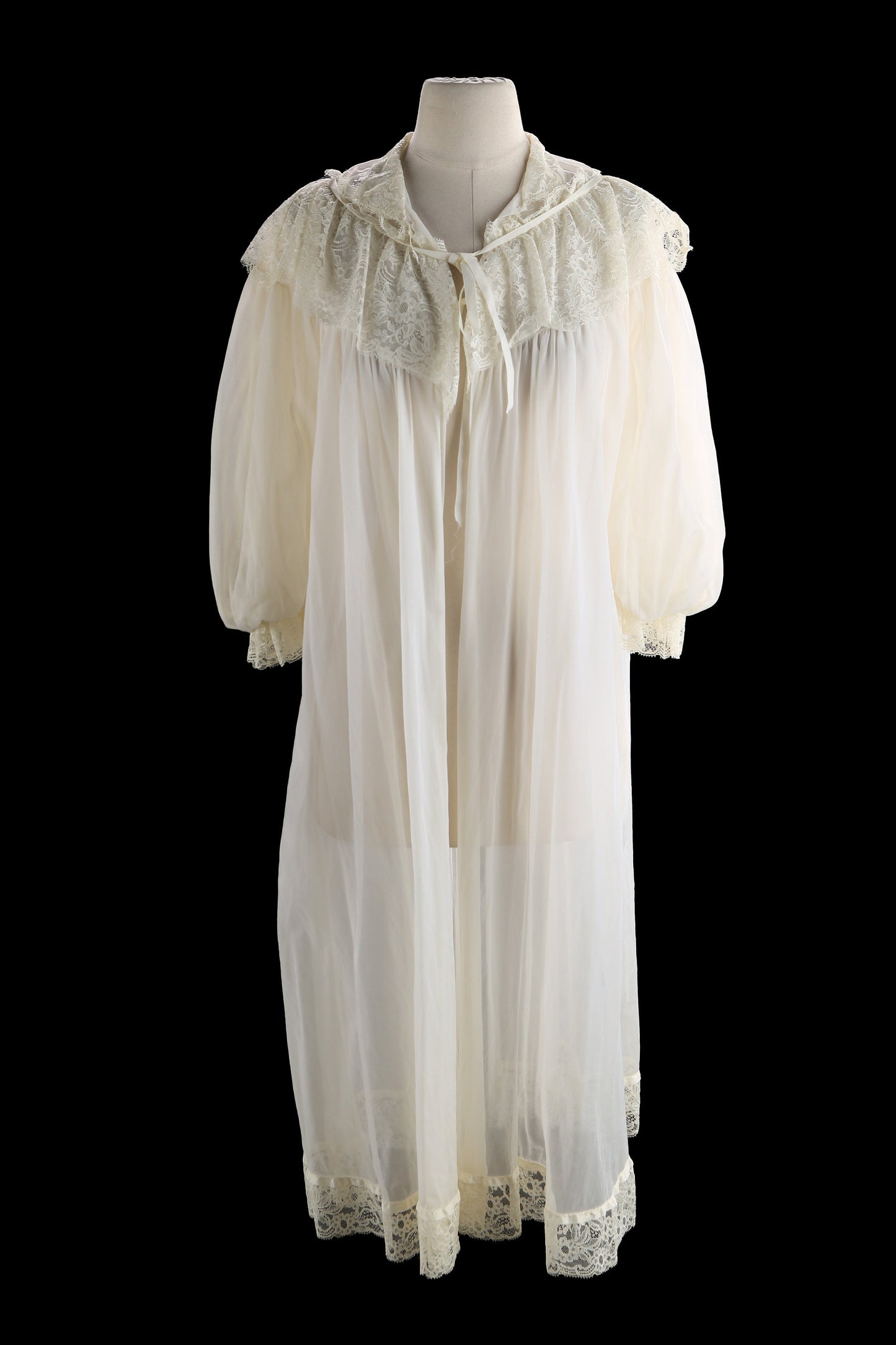 Vintage White Nightgown Poly Blouson Dress