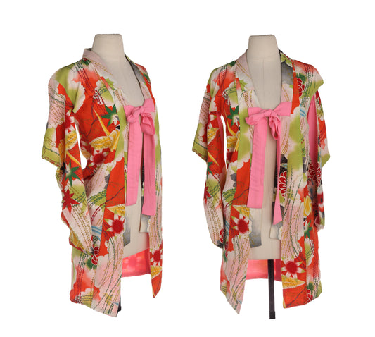 Vintage Pink Floral Kimono Robe