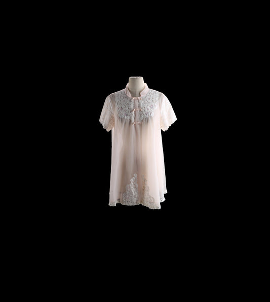 Vintage Women's Pink Poly Nightgown Blouson Slip Dress
