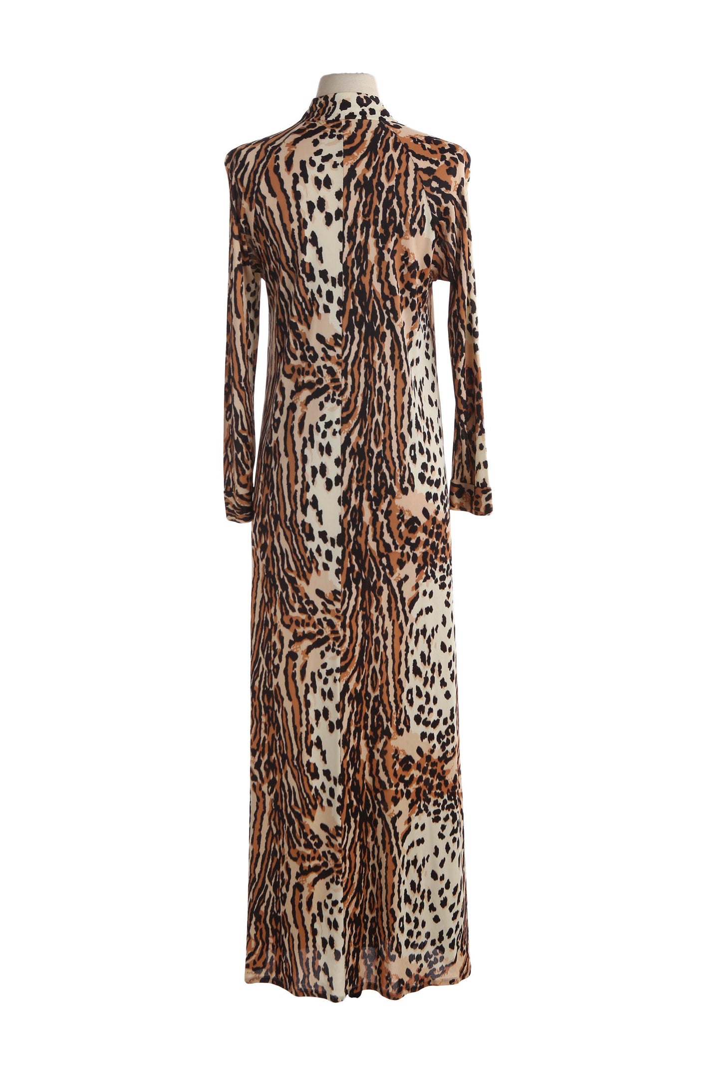 Vintage Animal Print Long Casual Dress
