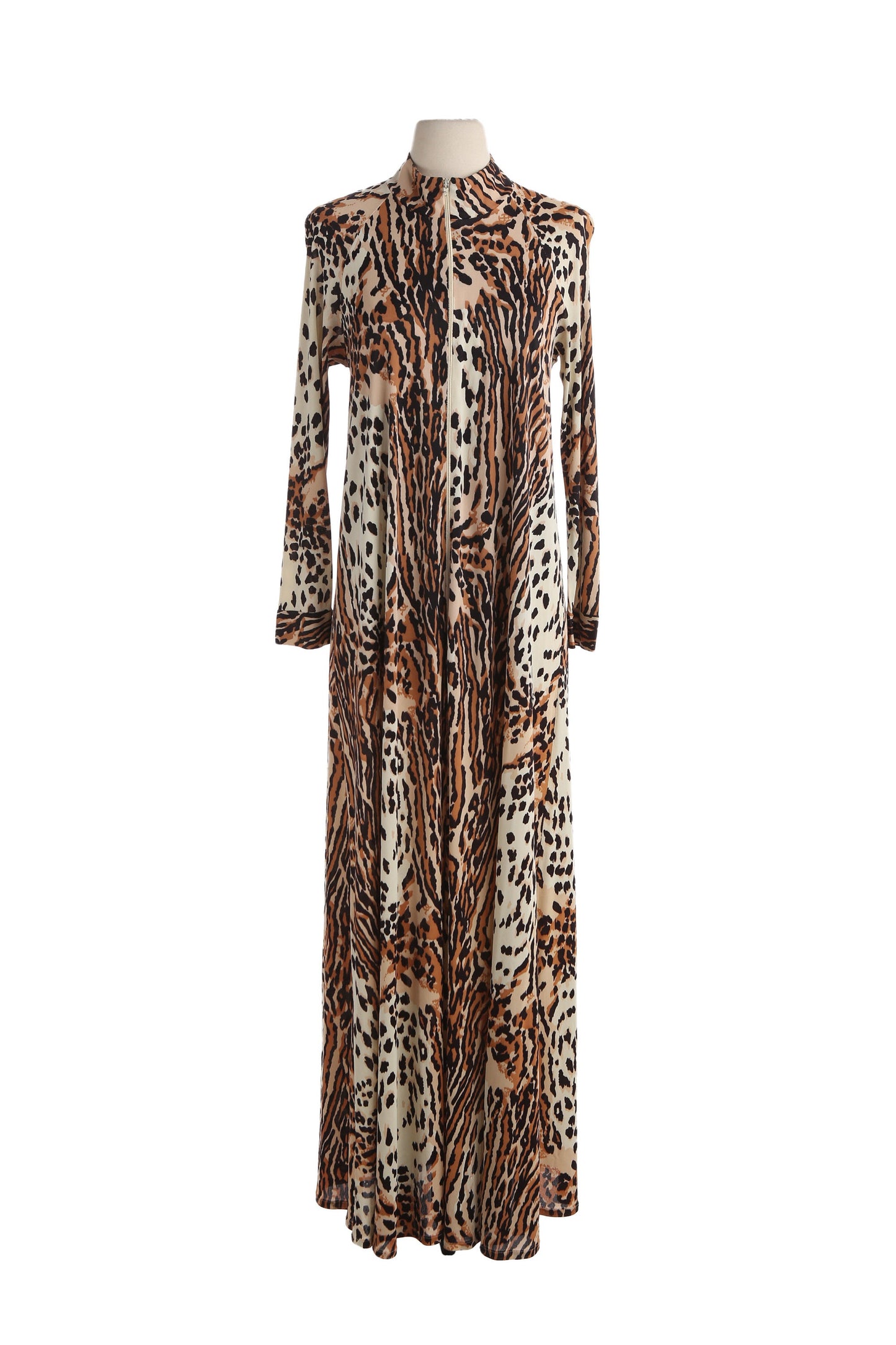 Vintage Animal Print Long Casual Dress