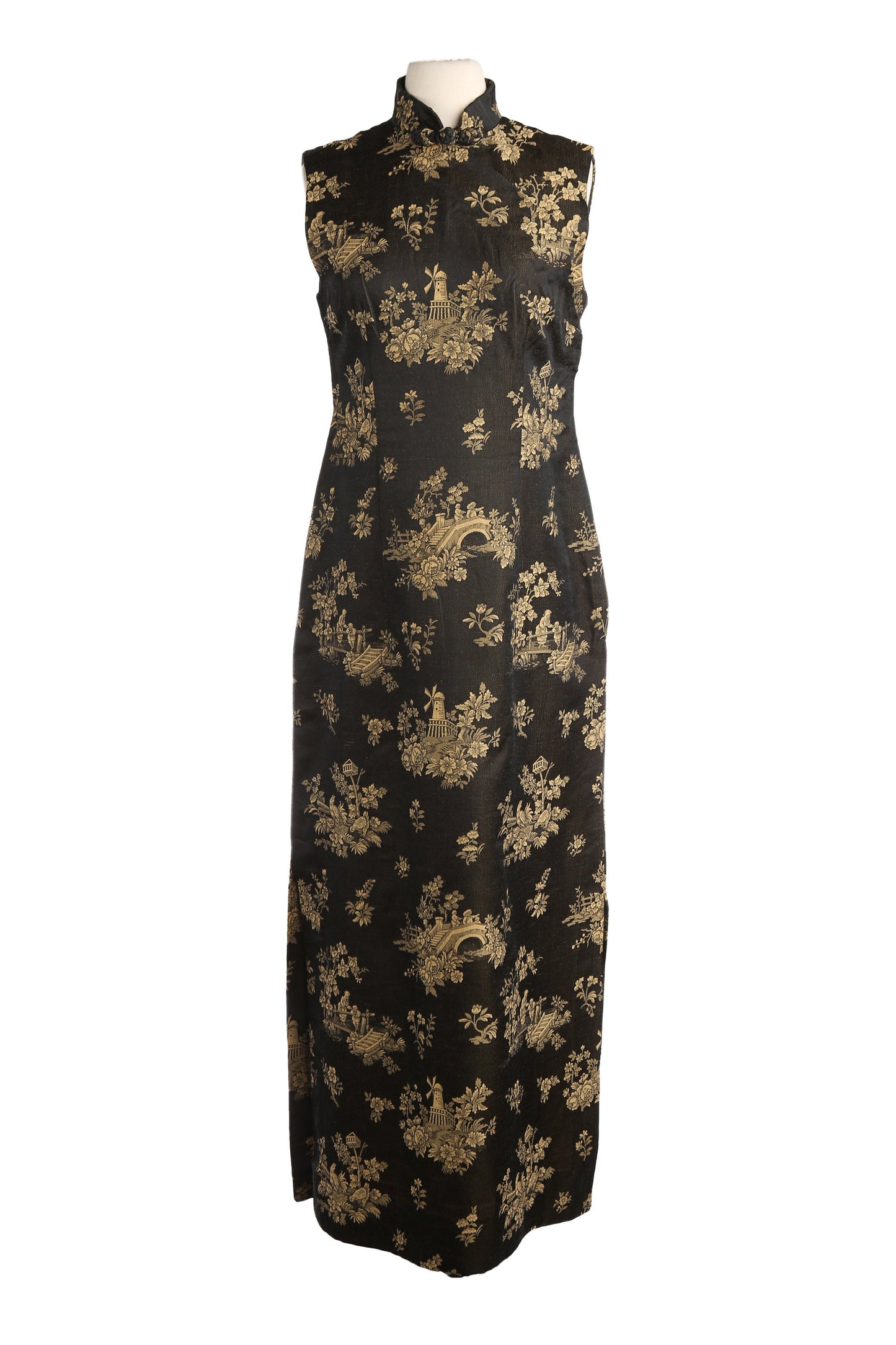 Vintage Women Black Cheongsam Dress by Haruko Fukawa