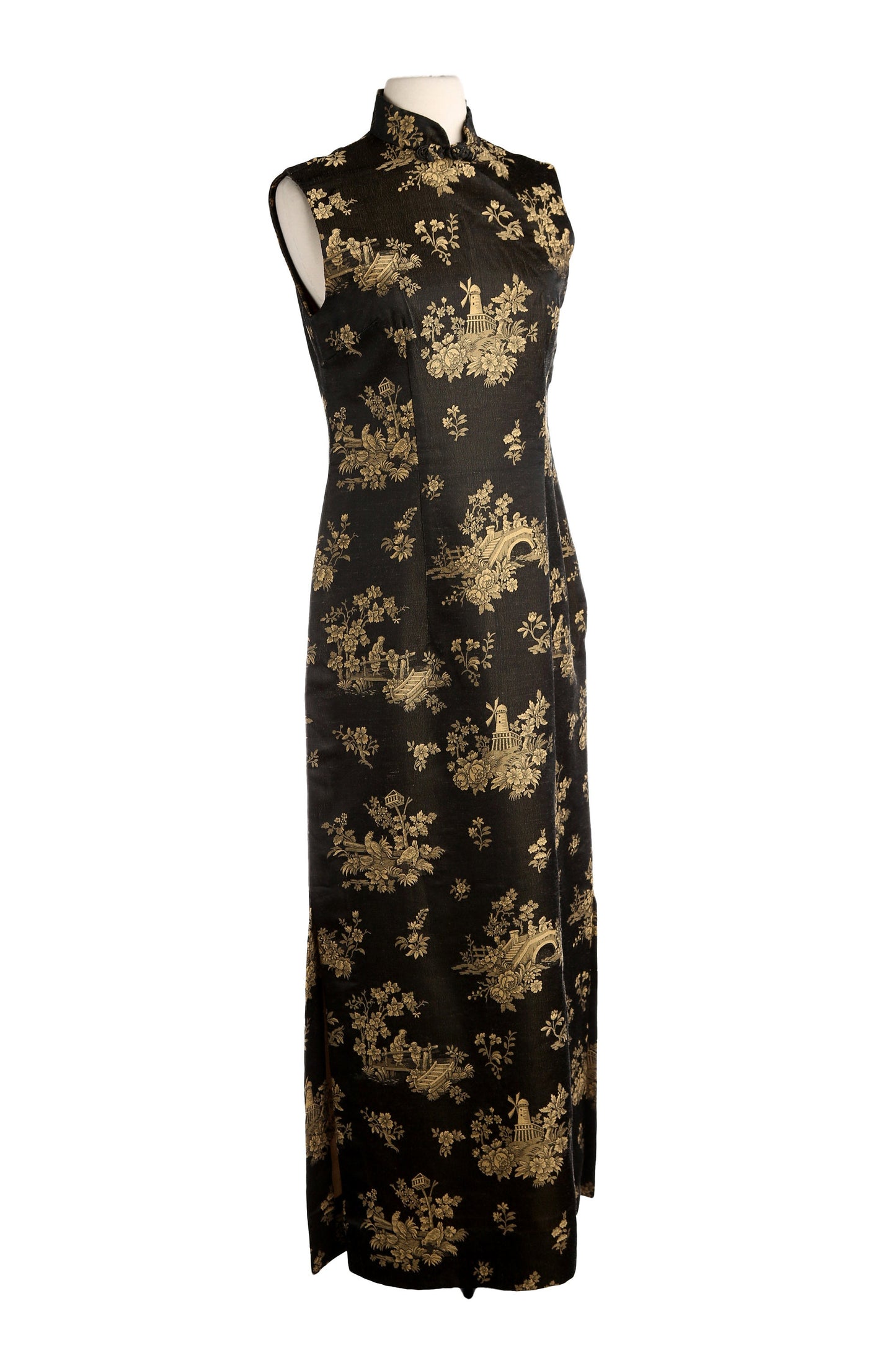 Vintage Women Black Cheongsam Dress by Haruko Fukawa