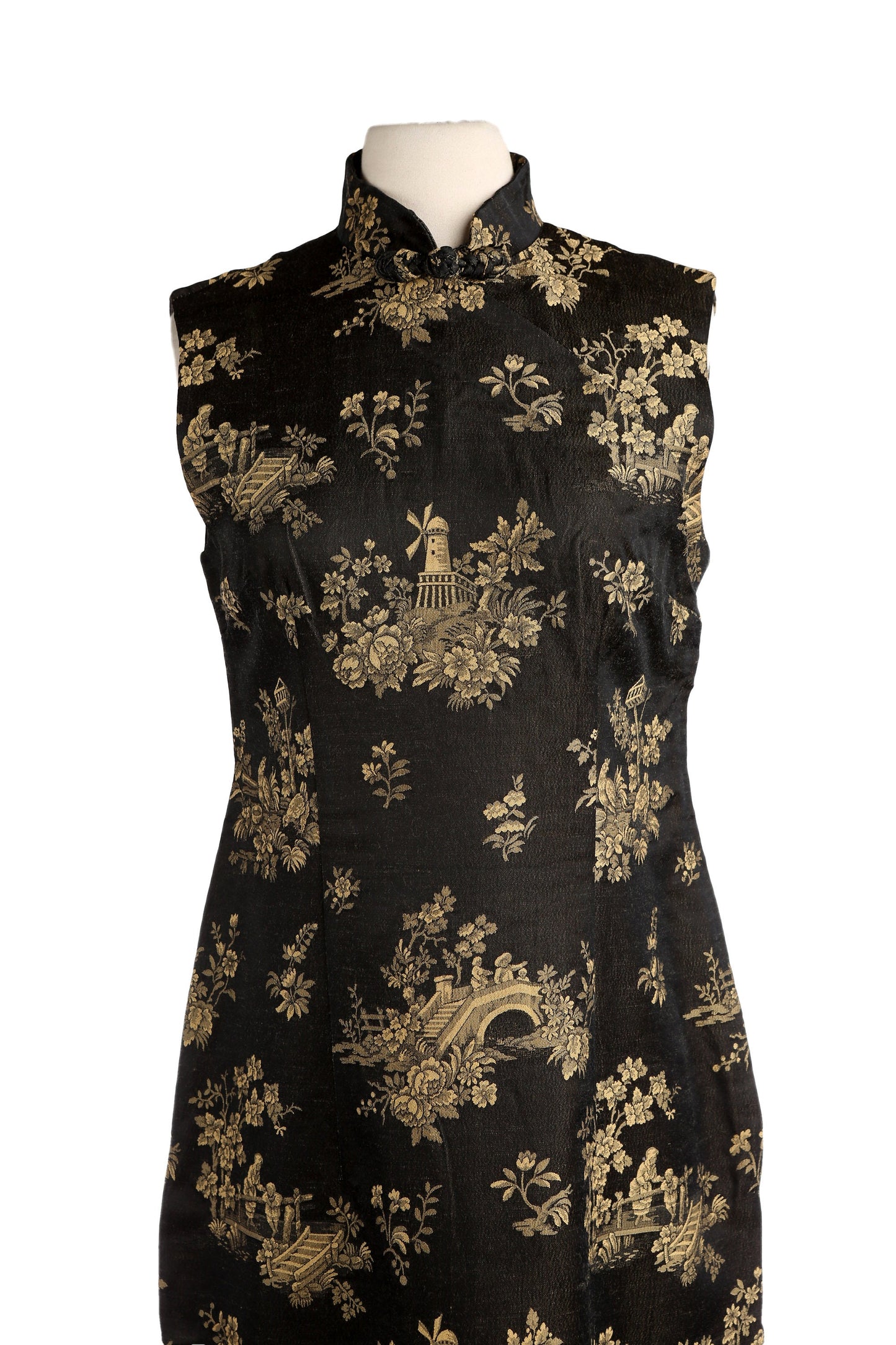 Vintage Women Black Cheongsam Dress by Haruko Fukawa