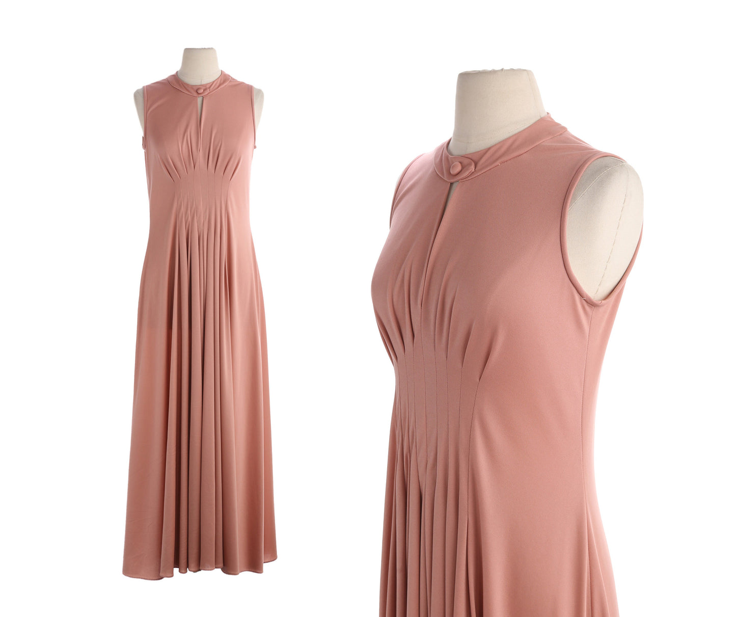 70s Women Long Pink Evening Dress