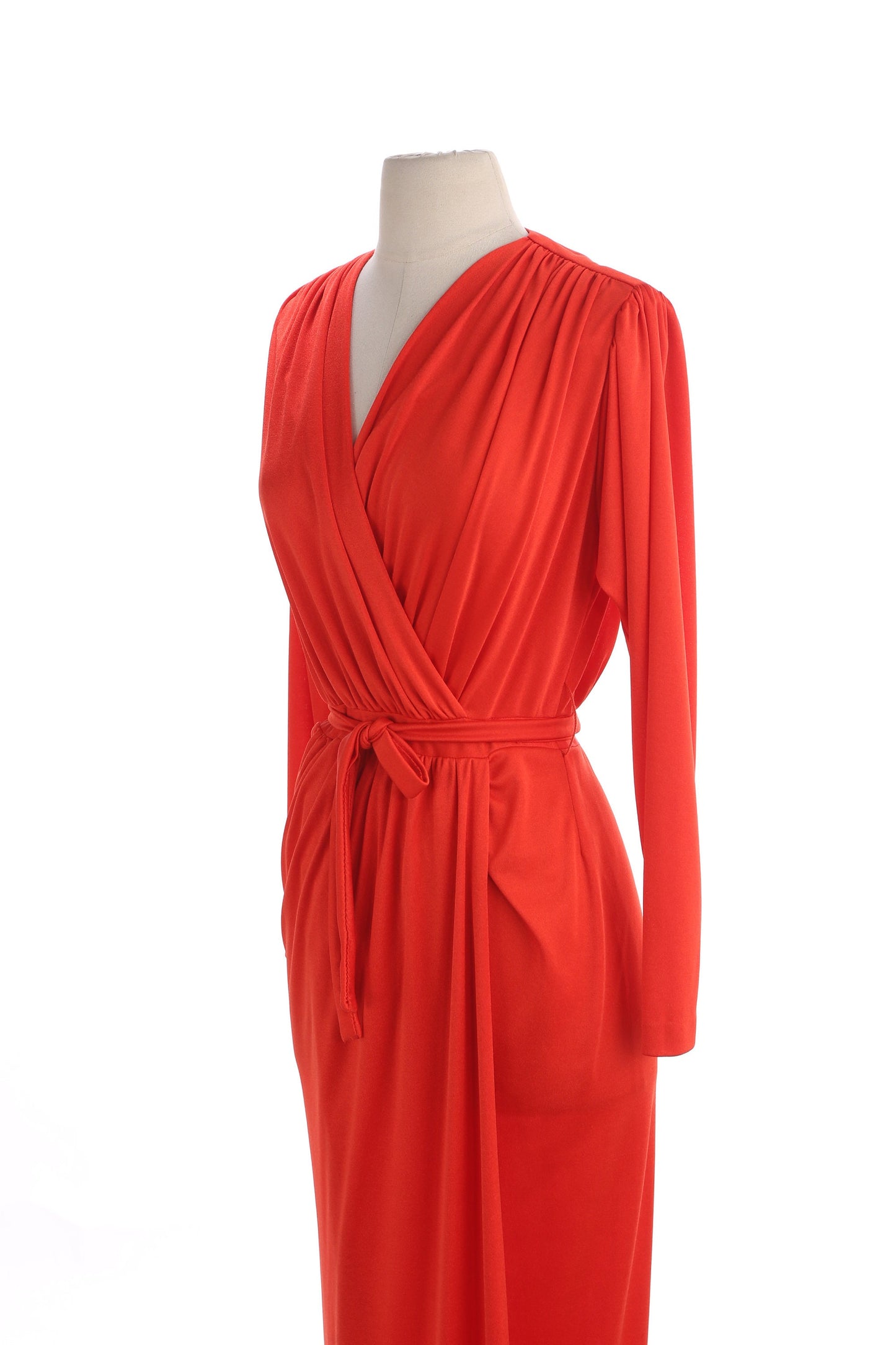 70s Women Evening Dress by Claralura Original - Long Sleeve - Red - Estimated Era 70s - 80s