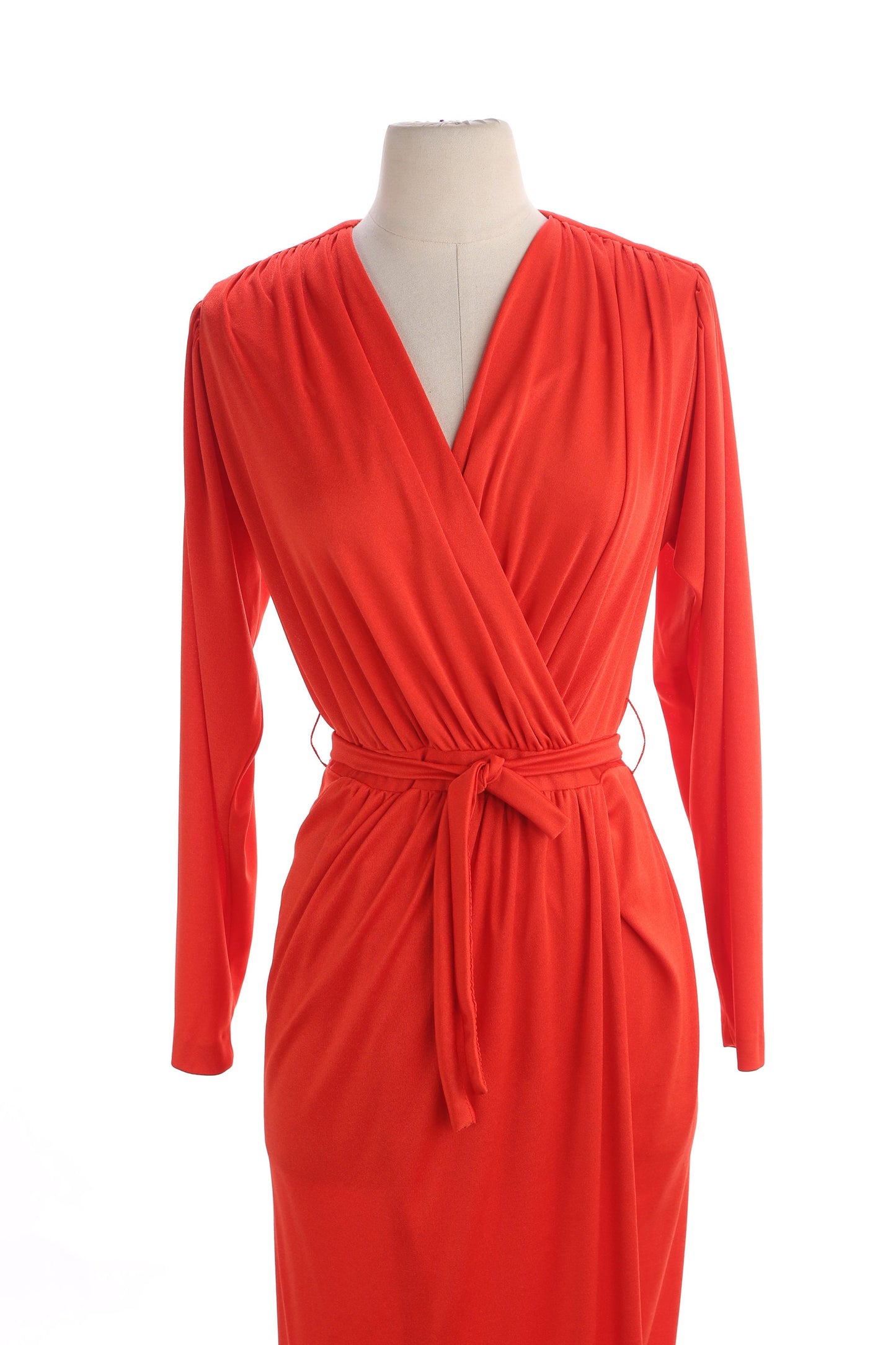 70s Women Evening Dress by Claralura Original - Long Sleeve - Red - Estimated Era 70s - 80s