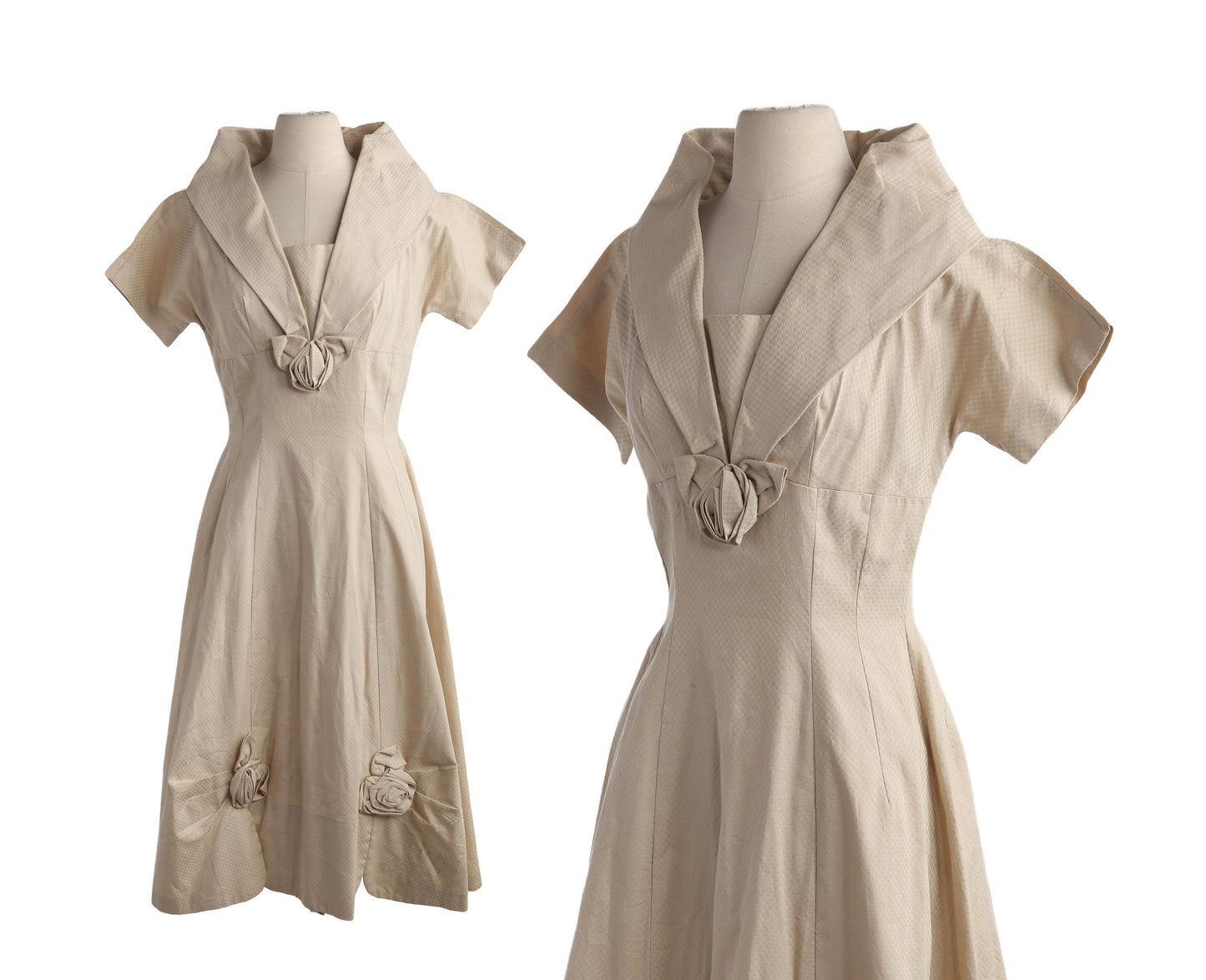 50s Women Biege Casual - Evening Dress