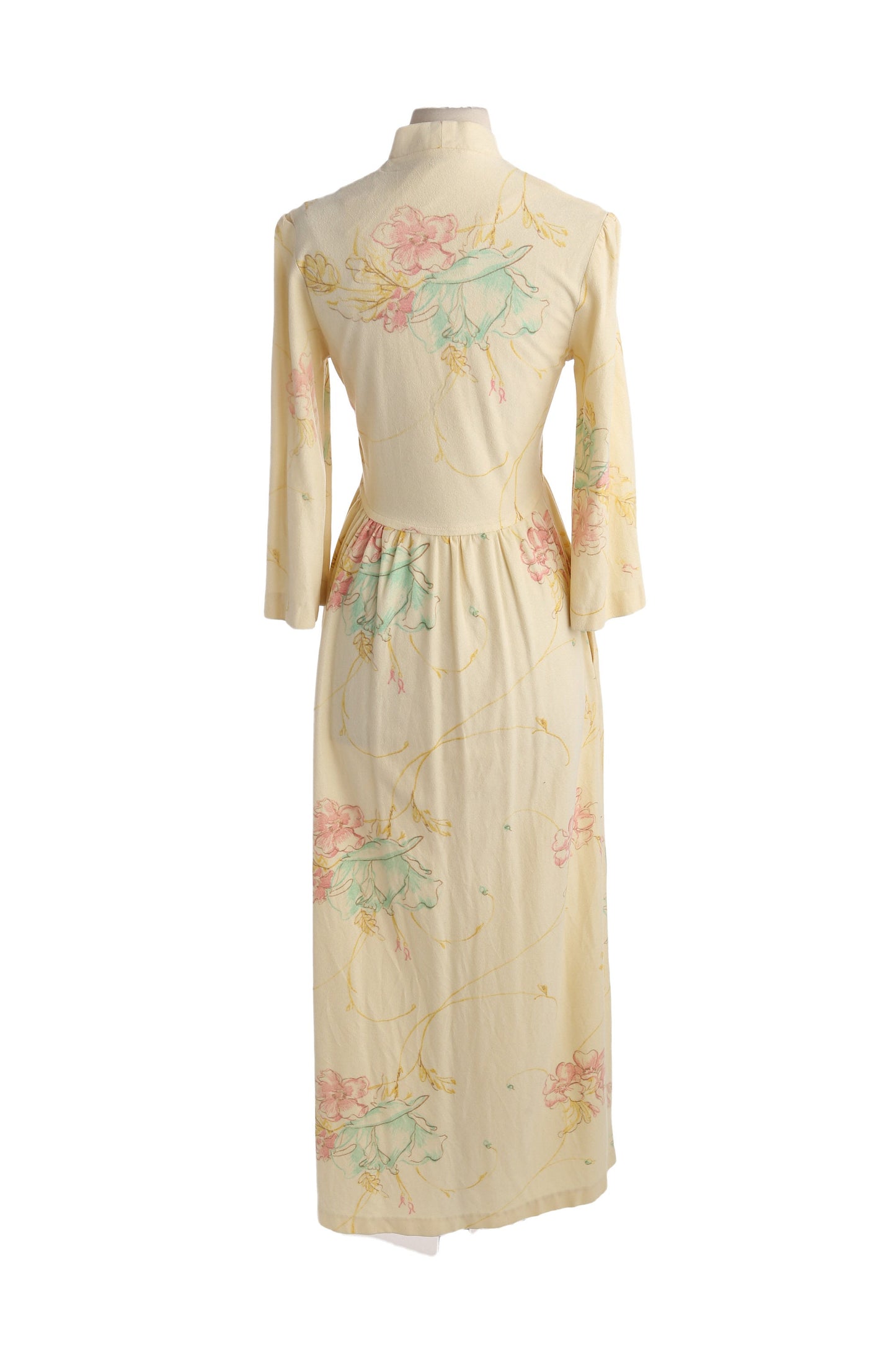 1970s Women Floral Print Yellow Casual Long Sleeve Dress by Dela - Ann