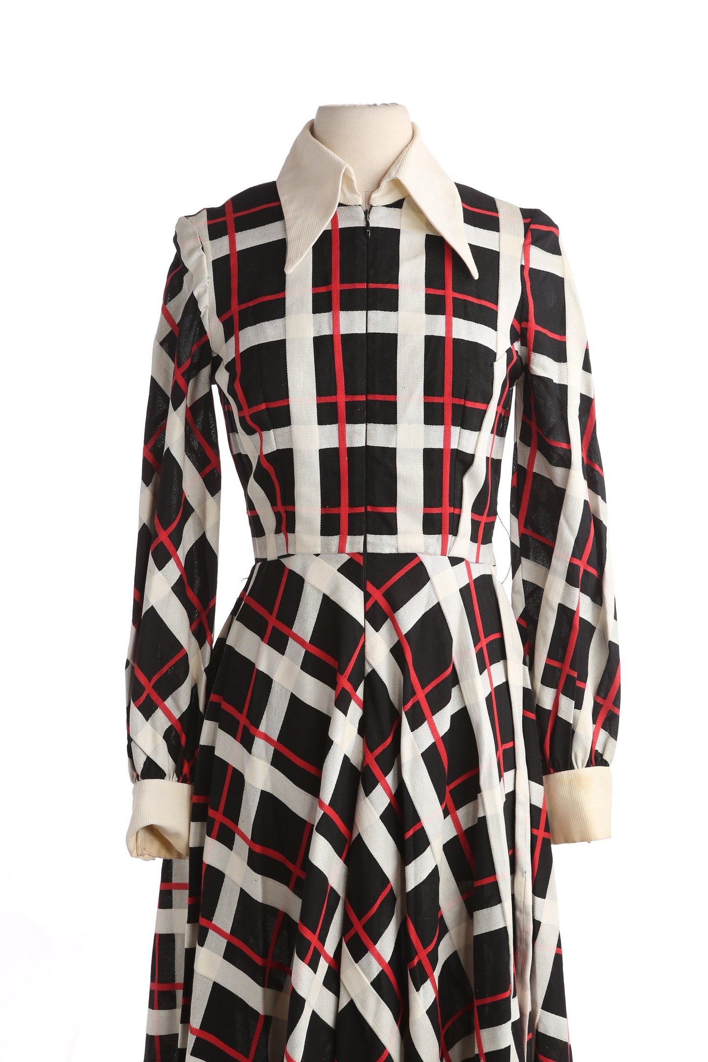 1980s Women Black and White Plaid Casual Dress by Bill Tice for Romal