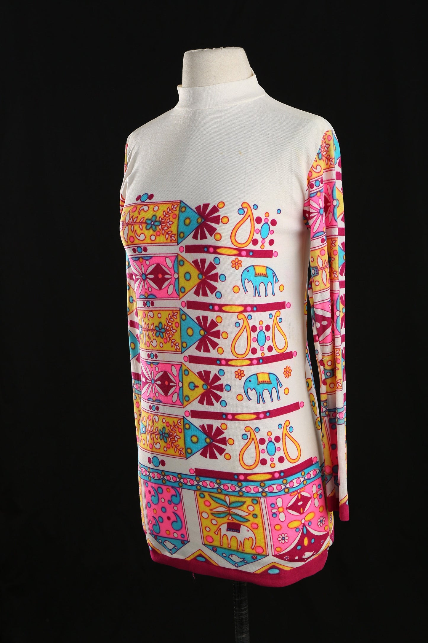 70s Women Multicolor Geometric Polyester Blouse/Dress