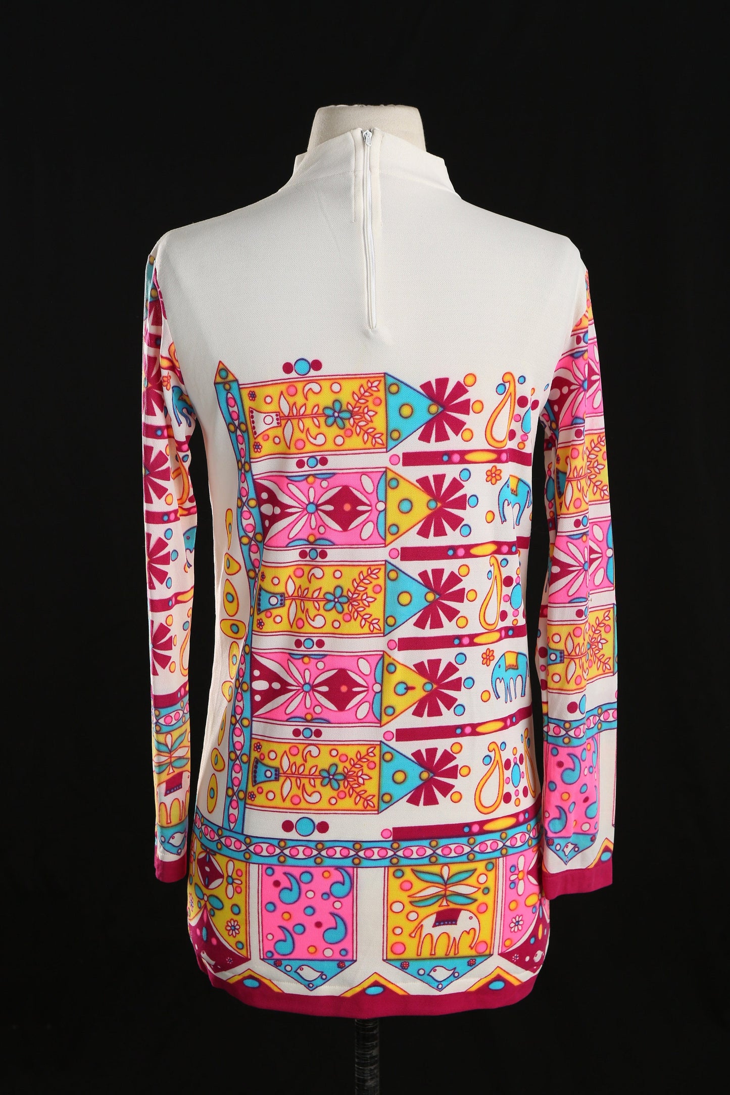 70s Women Multicolor Geometric Polyester Blouse/Dress