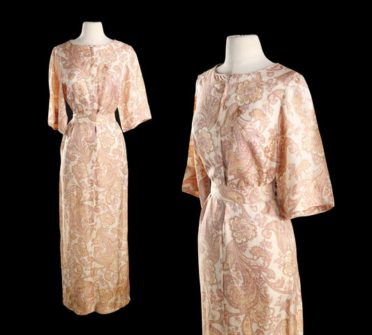 Vintage Women's Paisley Print Long Casual Dress / Sadie for I. MAGNIN & Co.
