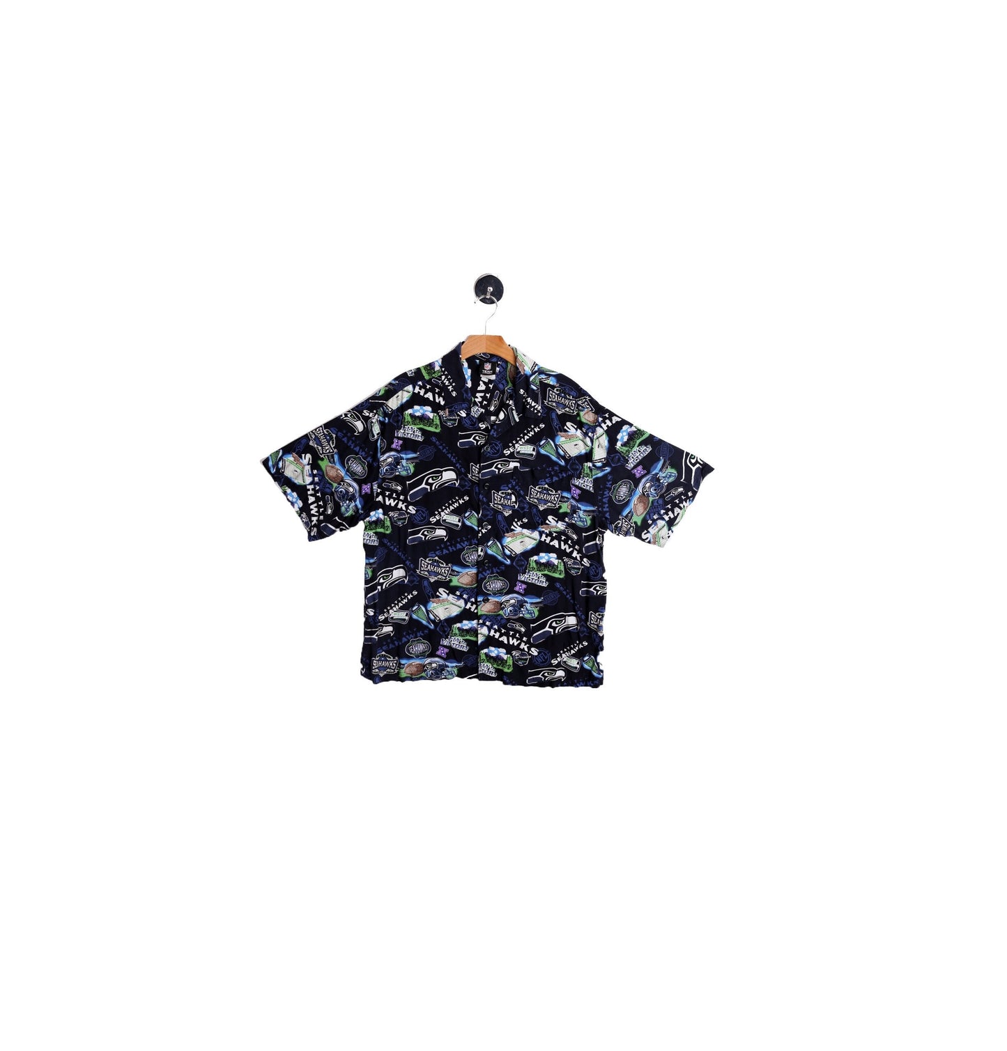 Men Graphic NFL Seahawks FootballButton Up Shirt