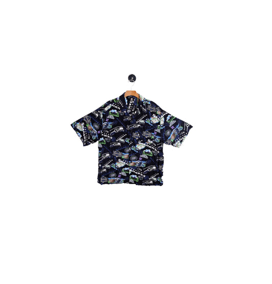 Men Graphic NFL Seahawks FootballButton Up Shirt