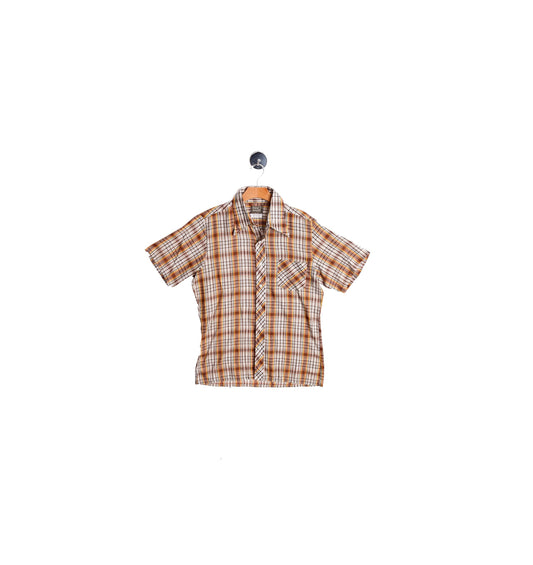 70's Men Plaid Brown Summer Shirt