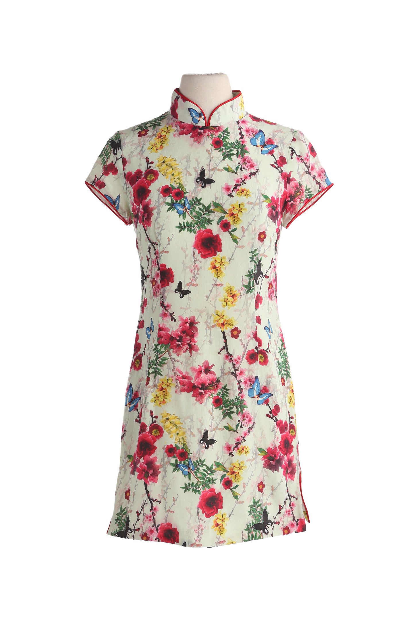 Vintage White Cheongsam Floral Print Summer - Casual Dress