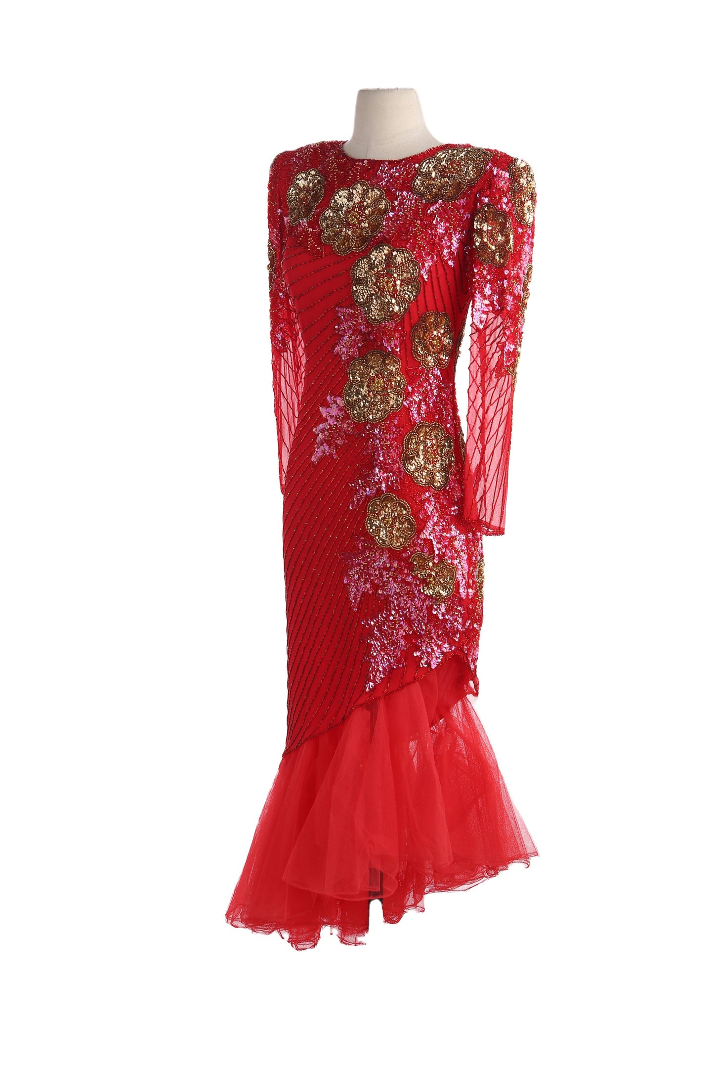 Vintage Women's Red Sequin Dress by Jasmine Curtis