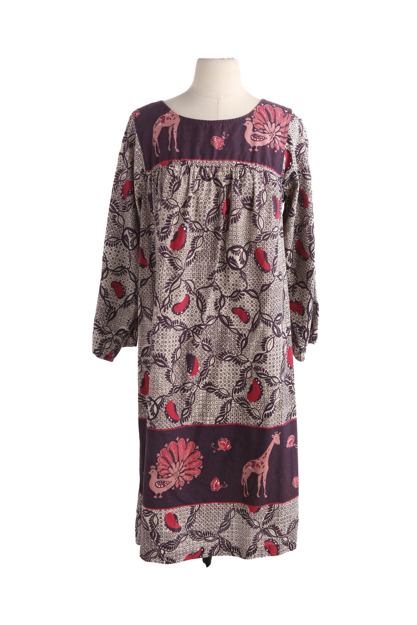 Vintage Block Floral Print Bohemian Cotton Dress