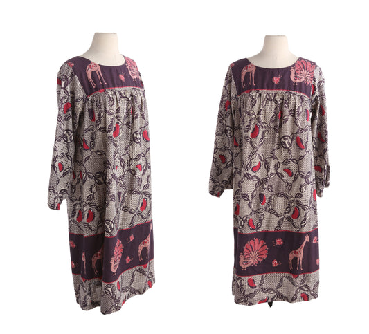 Vintage Block Floral Print Bohemian Cotton Dress