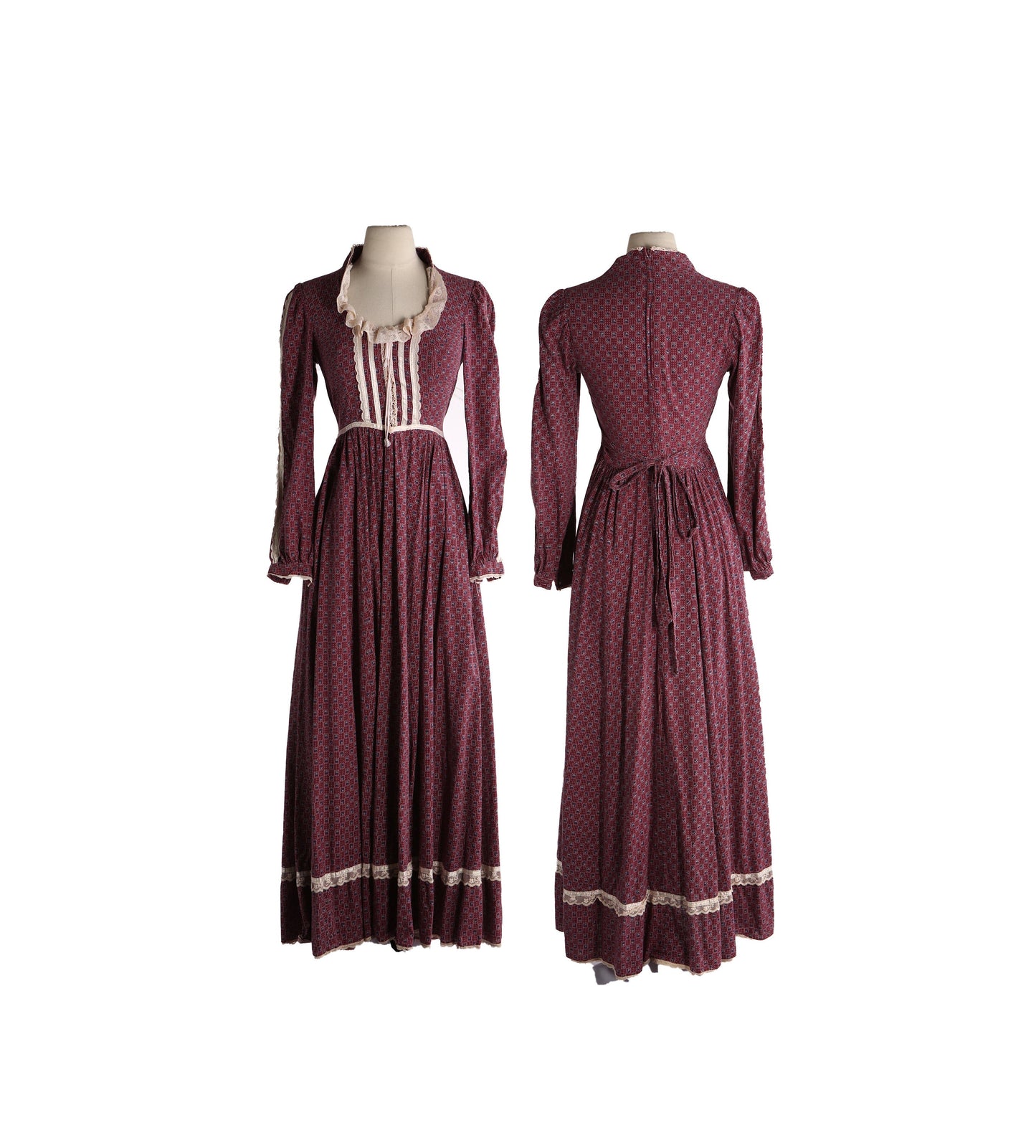 Vintage Red Floral Pring Long Prairie Dress