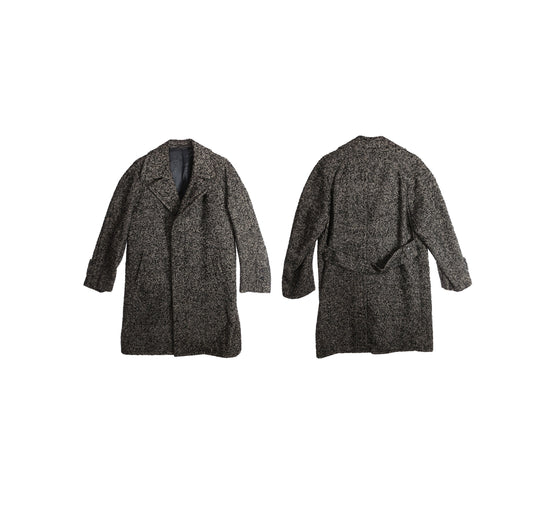 Vintage Men's Herringbone Long Winter Coat