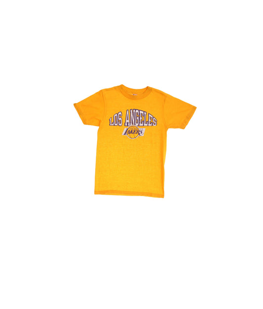 Vintage Yellow Champion T-shirt with Los Angeles Lakers Print