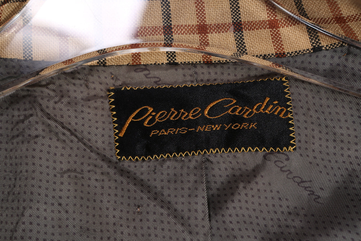 Vintage Men's Beige Plaid Casual Suit by Pierre Cardin for Miller Brothers New York