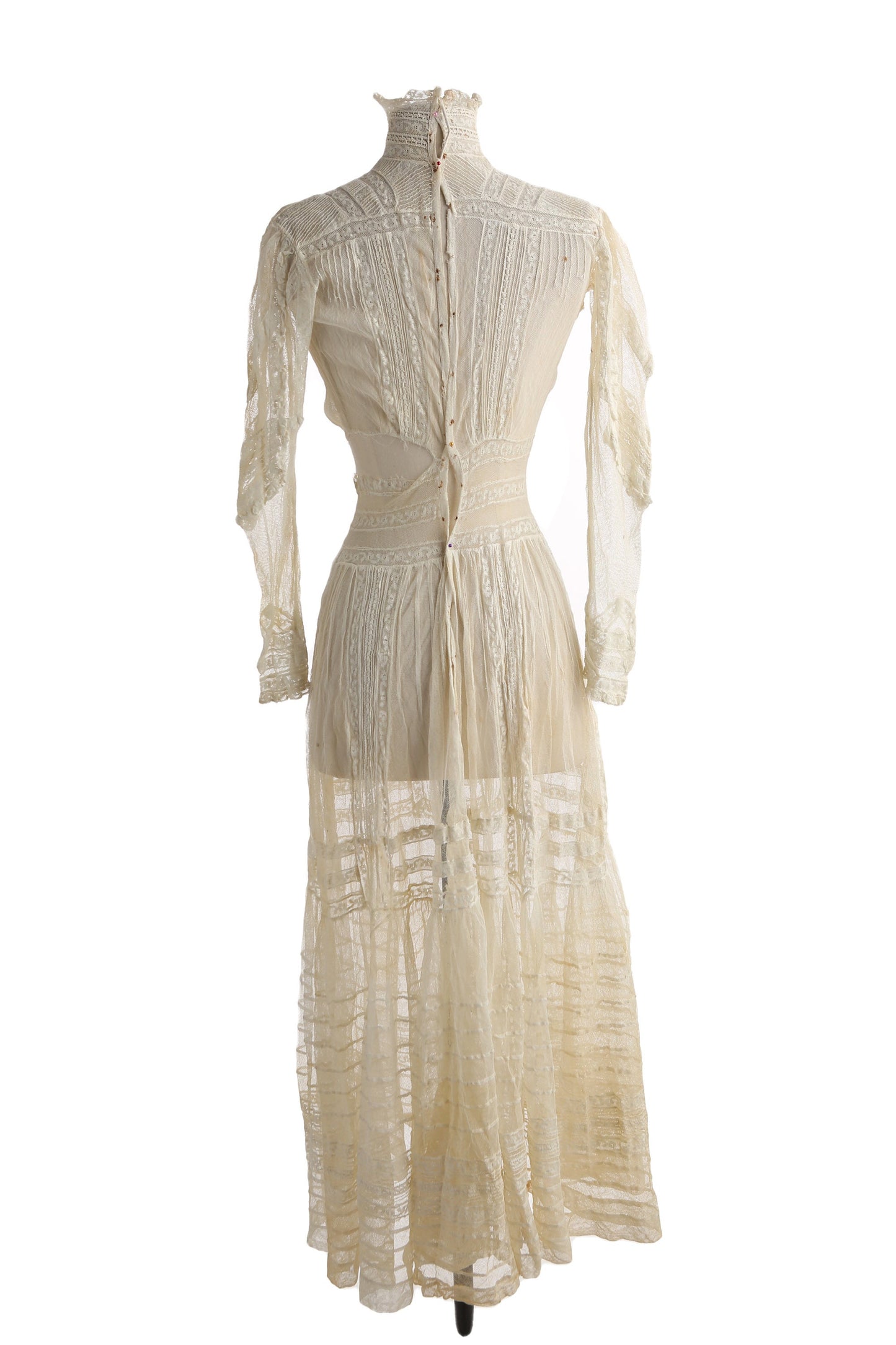 Vintage Women's White Lace Dress - Estimated Era 1800s - 1910s