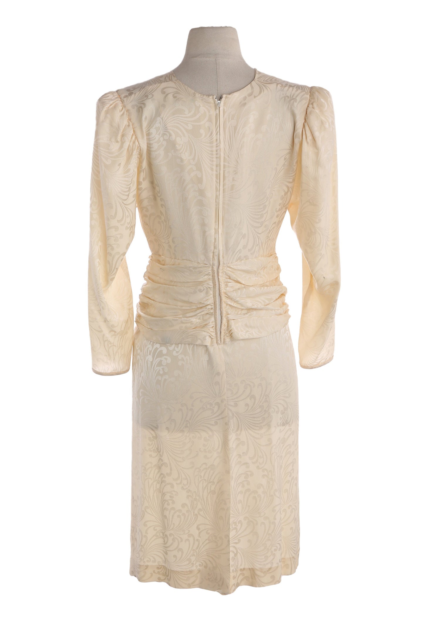 1980s Women Beige Silk Casual Evening Dress by Papell Petites