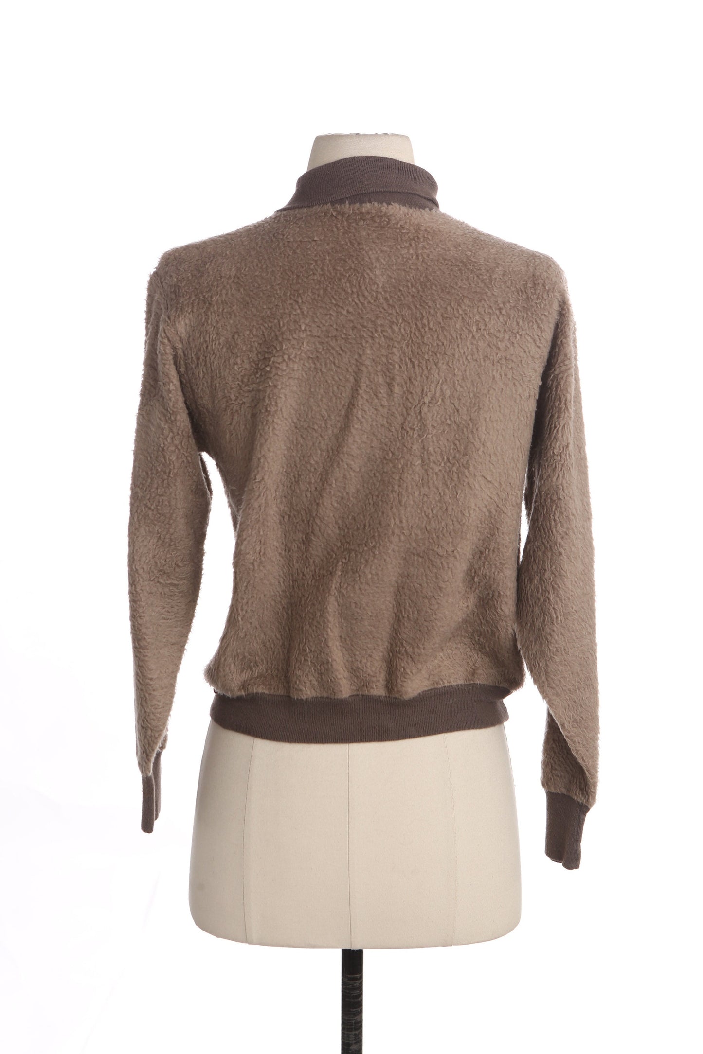 Vintage Men's Brown Mohair Half Zipper Sweatshirt