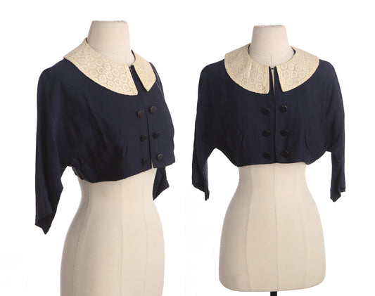 50s Women Blue Casual High Waist Short Blouse