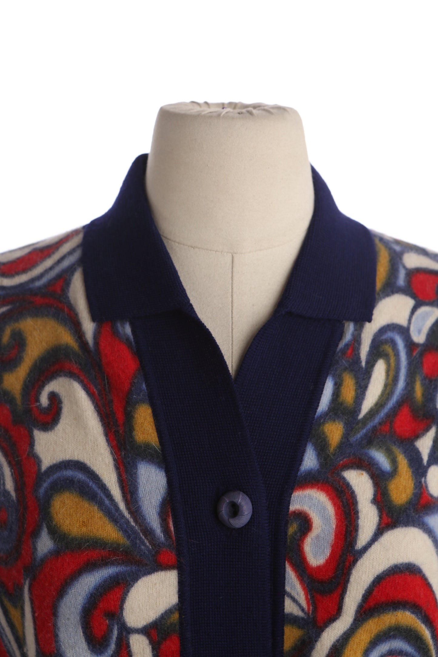 Vintage Women Button Up Cardigan Sweater - Hand Printed - by Diane de Luxe