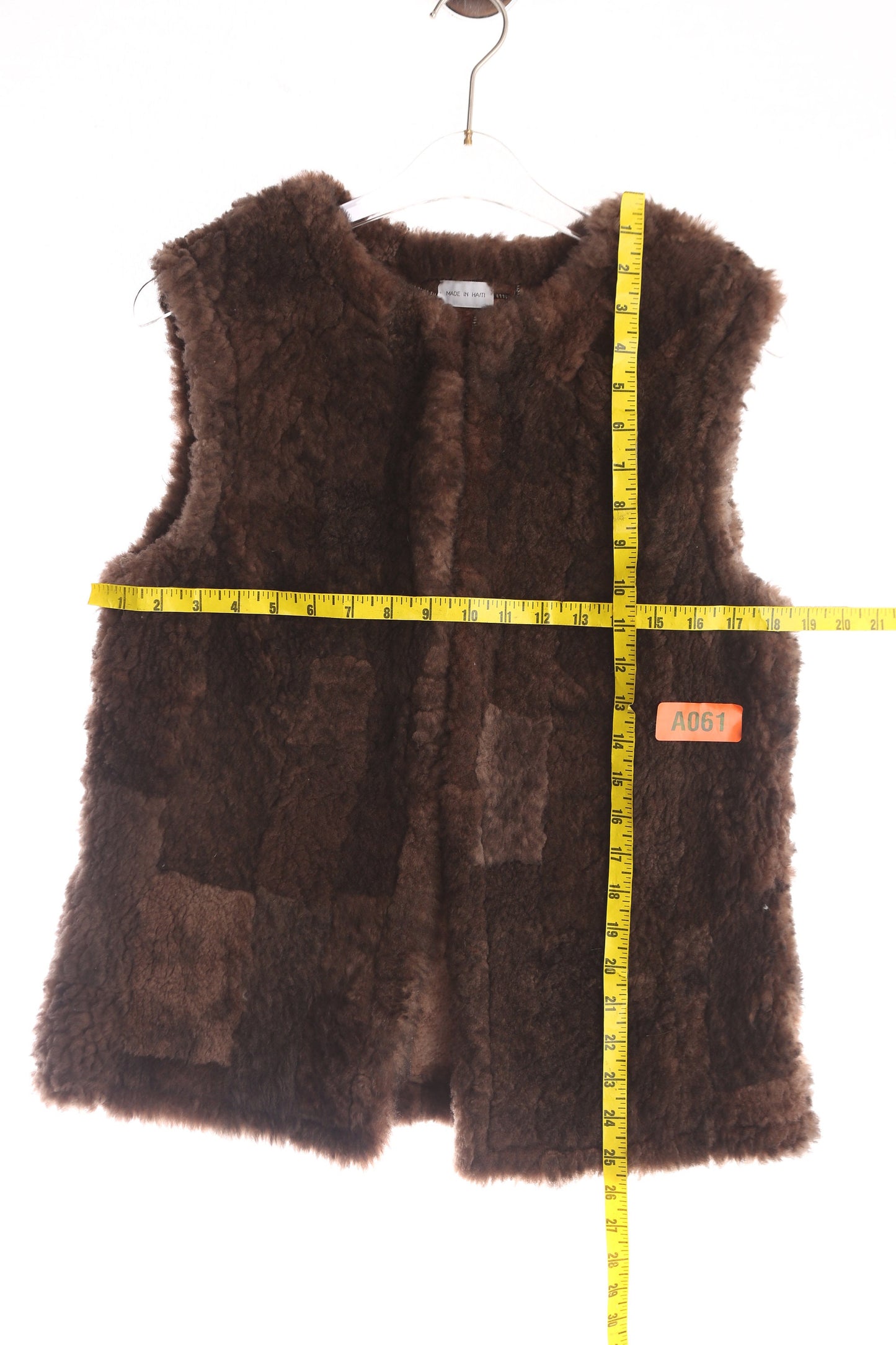 Vintage Brown Patchwork Shearling Vest
