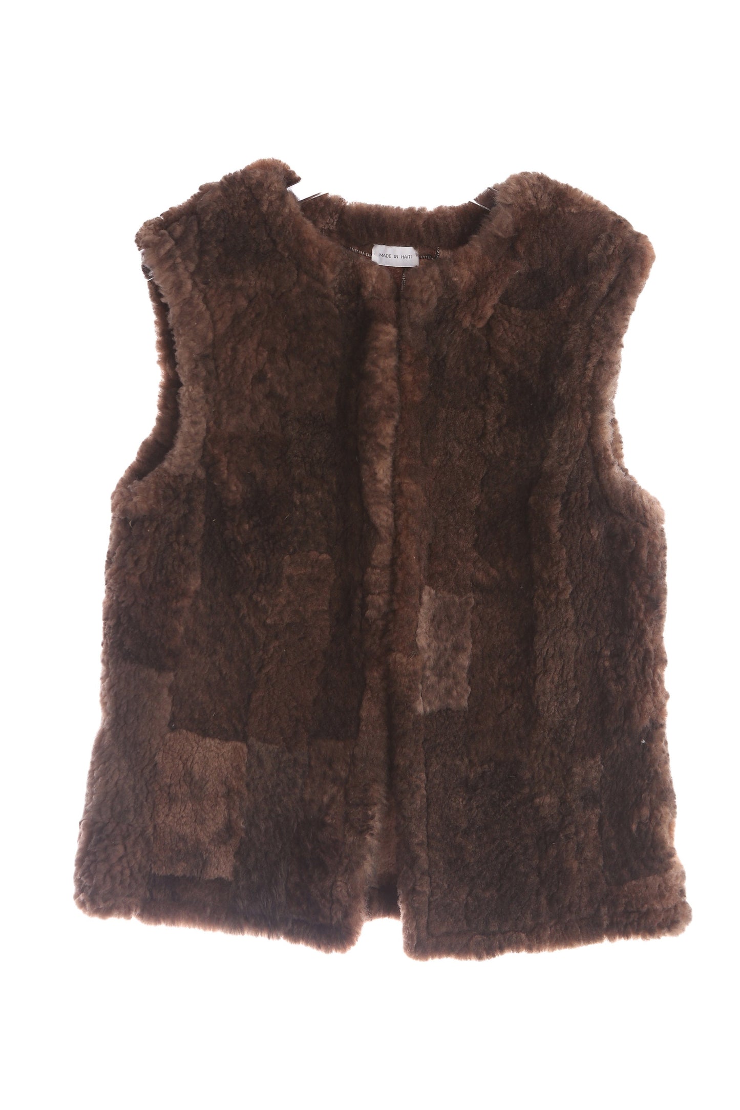 Vintage Brown Patchwork Shearling Vest