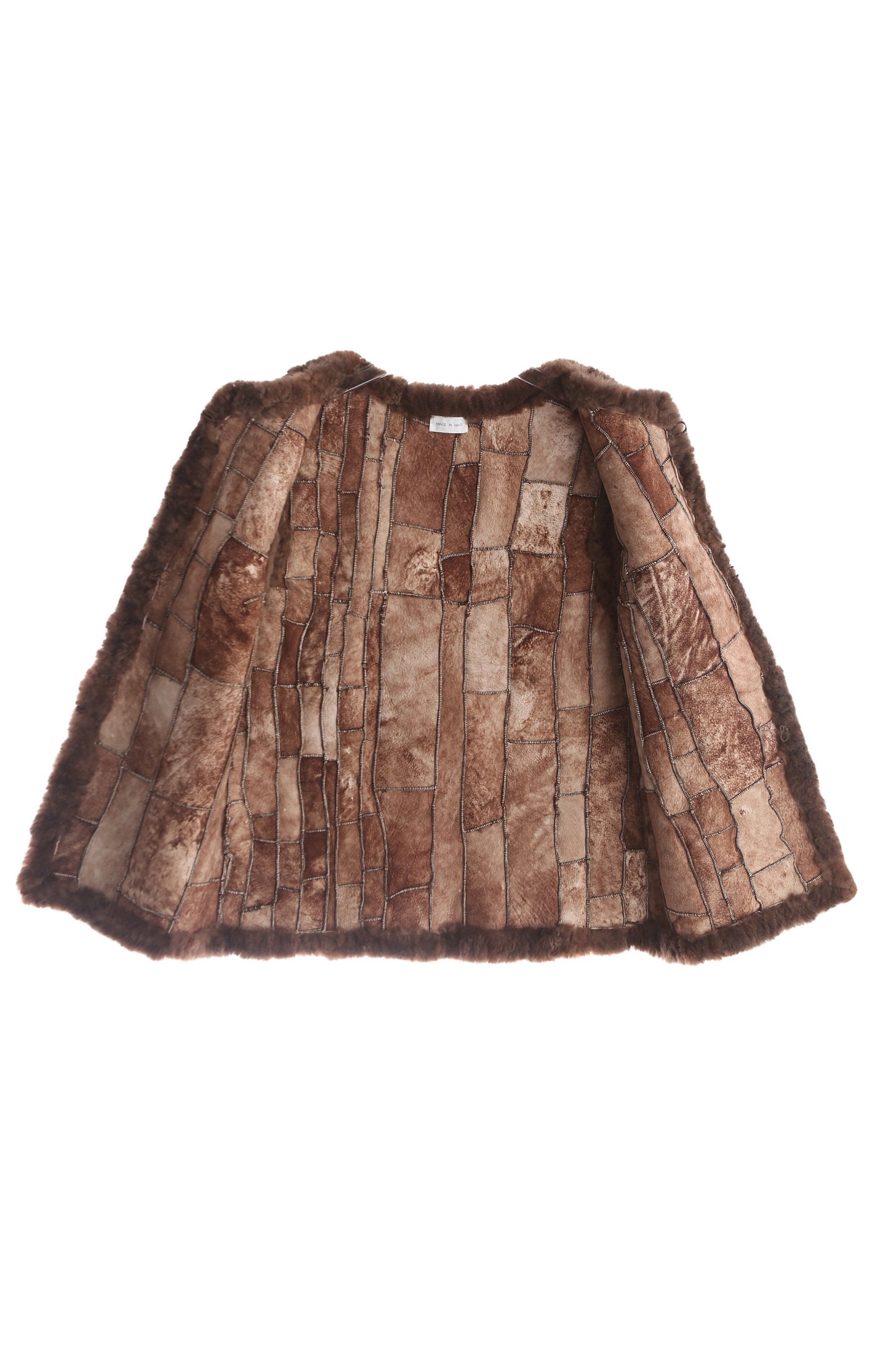 Vintage Brown Patchwork Shearling Vest