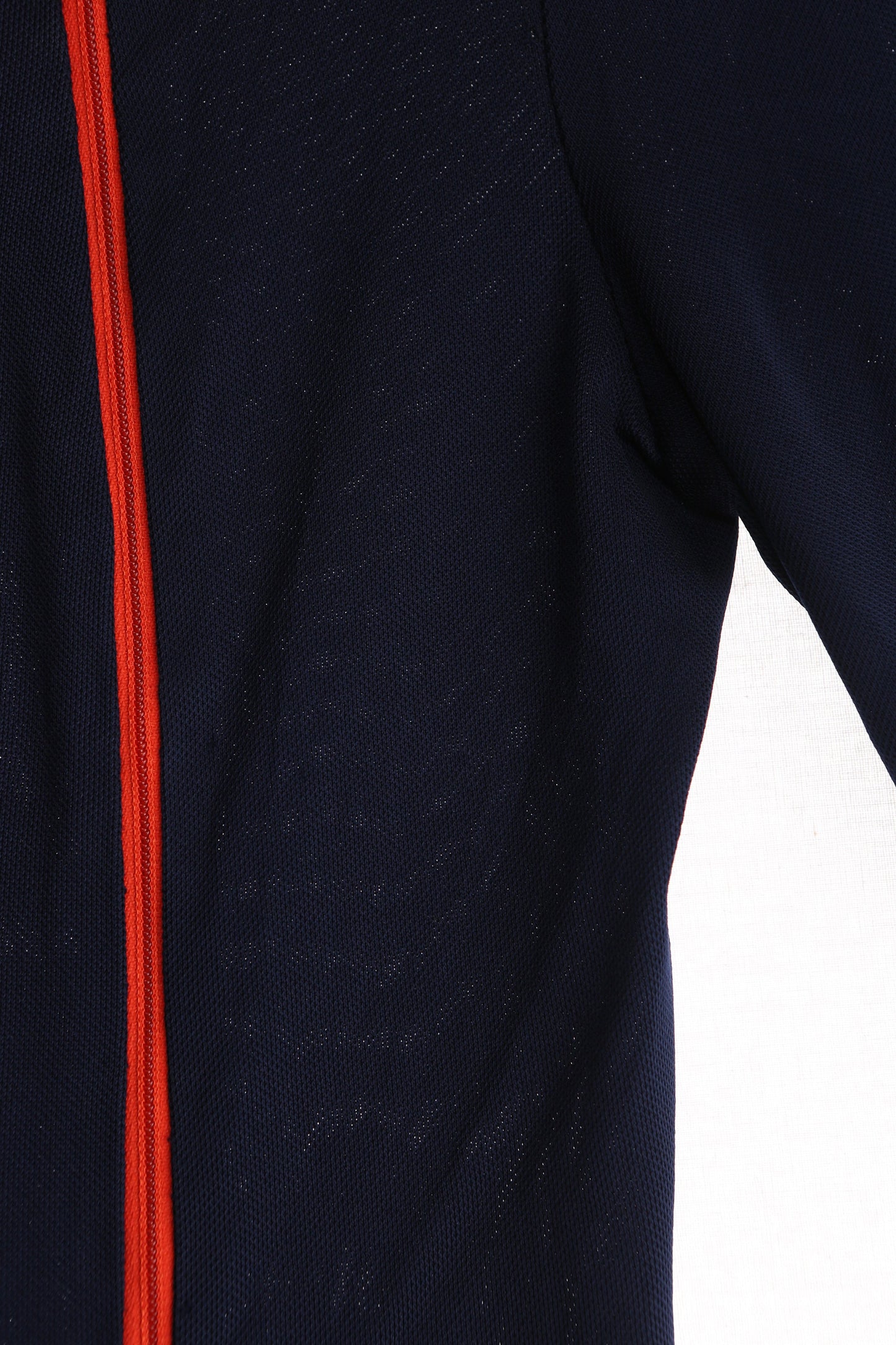 70s Women Blue Casual Jumpsuit with Red Lined Zipper Closure