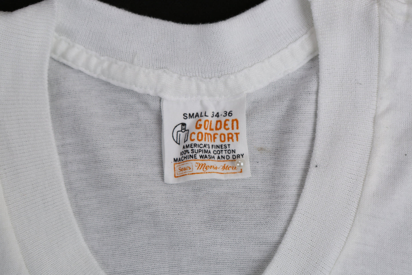 Vintage White Crew Neck T-shirt by Golden Comfort / Estimated Era 60s - 70s