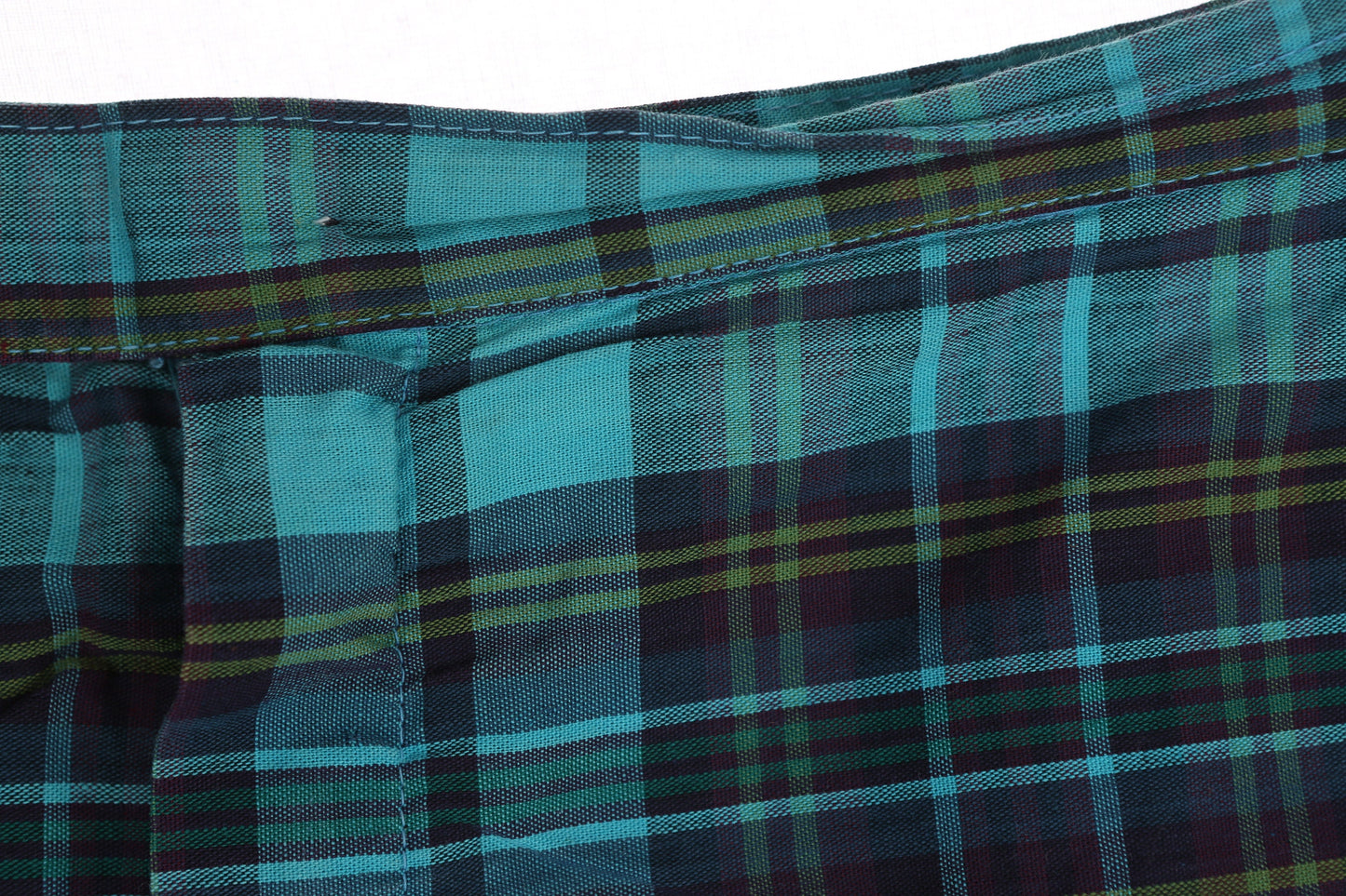 Vintage Men's Blue Plaid Mod Beach Trunk