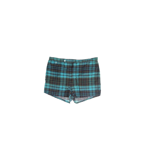Vintage Men's Blue Plaid Mod Beach Trunk