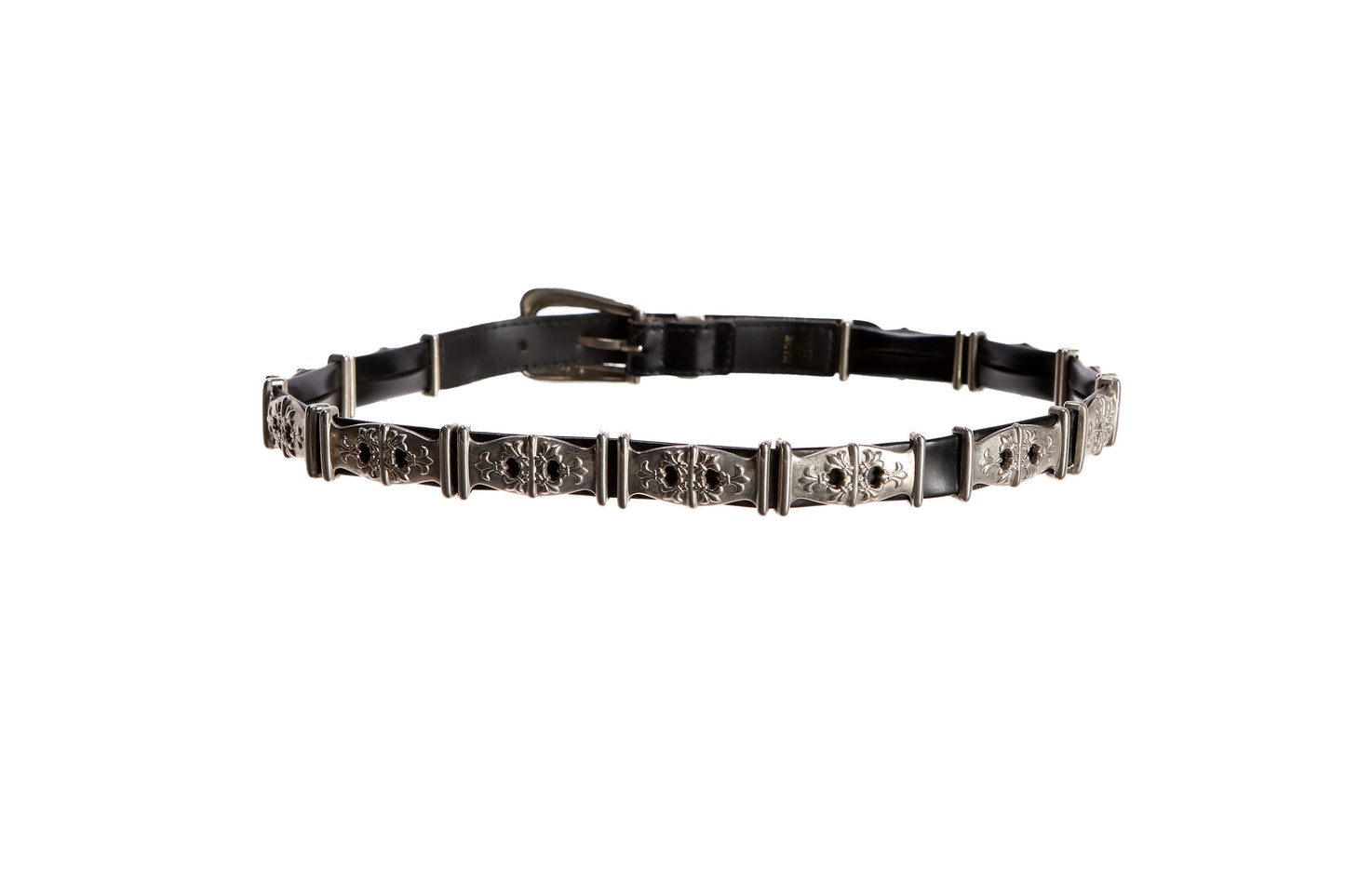 Vintage Women's Black Belt with Steel Studd Details