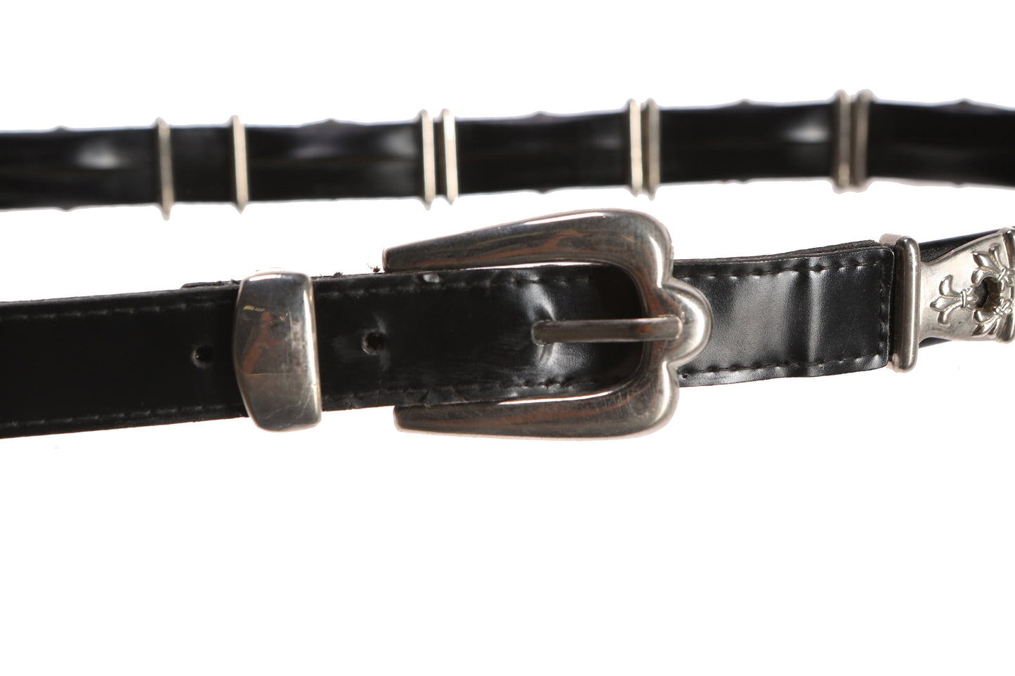 Vintage Women's Black Belt with Steel Studd Details