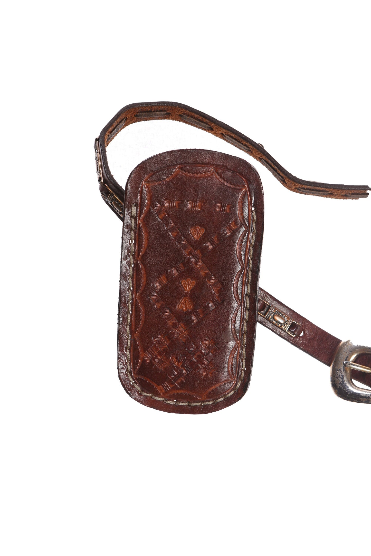 Vintage Tooled Leather Case with Belt Strap