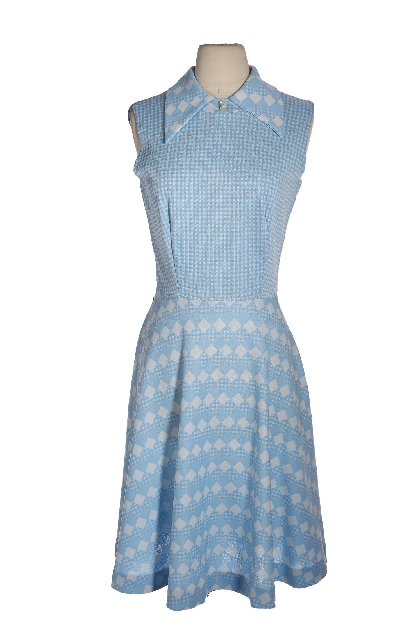 70s Women Blue Casual Dress