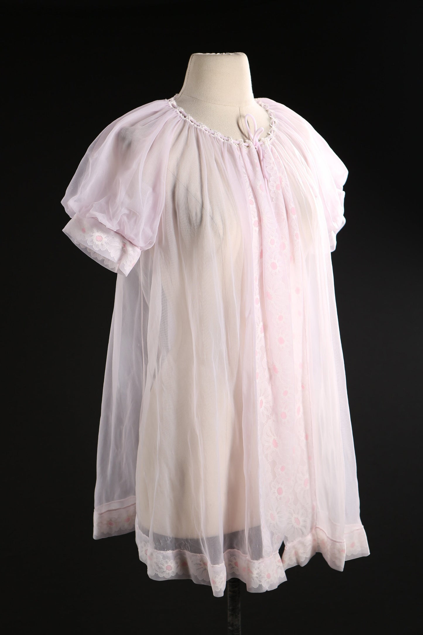 Vintage Women Pink Nightgown Blouson Top
