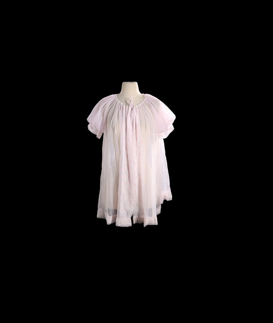 Vintage Women Pink Nightgown Blouson Top